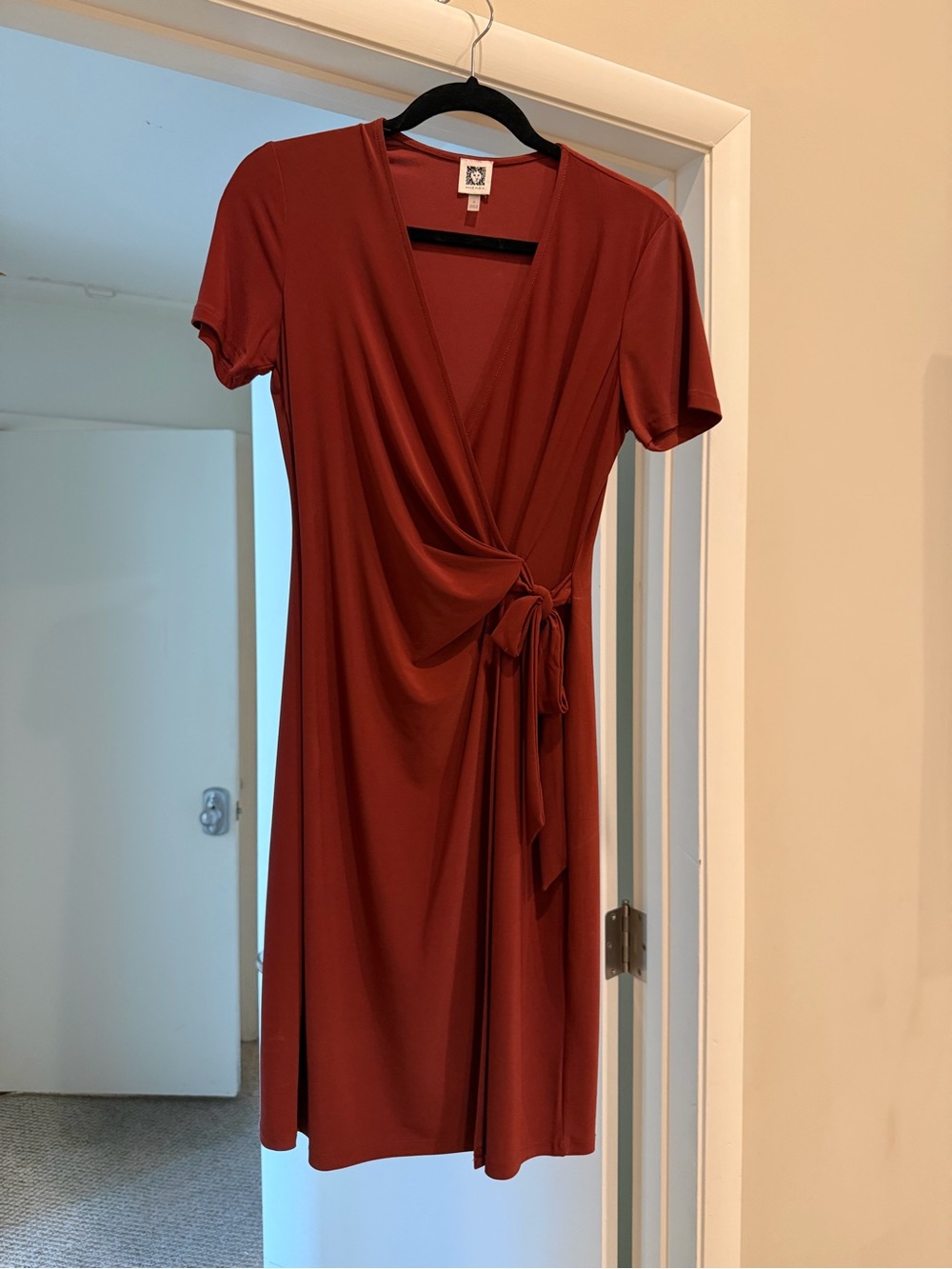 Anne Klein Rust Short-Sleeve Wrap Dress with Side Tie